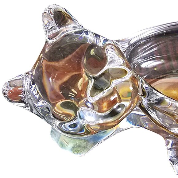 Clear Glass Cat-Shaped Trinket Dish Or Decorative Bowl, Elegant Design For Home - Picture 5 of 6